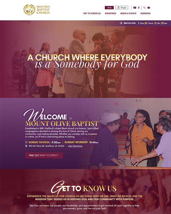 Sample custom church website layout 1