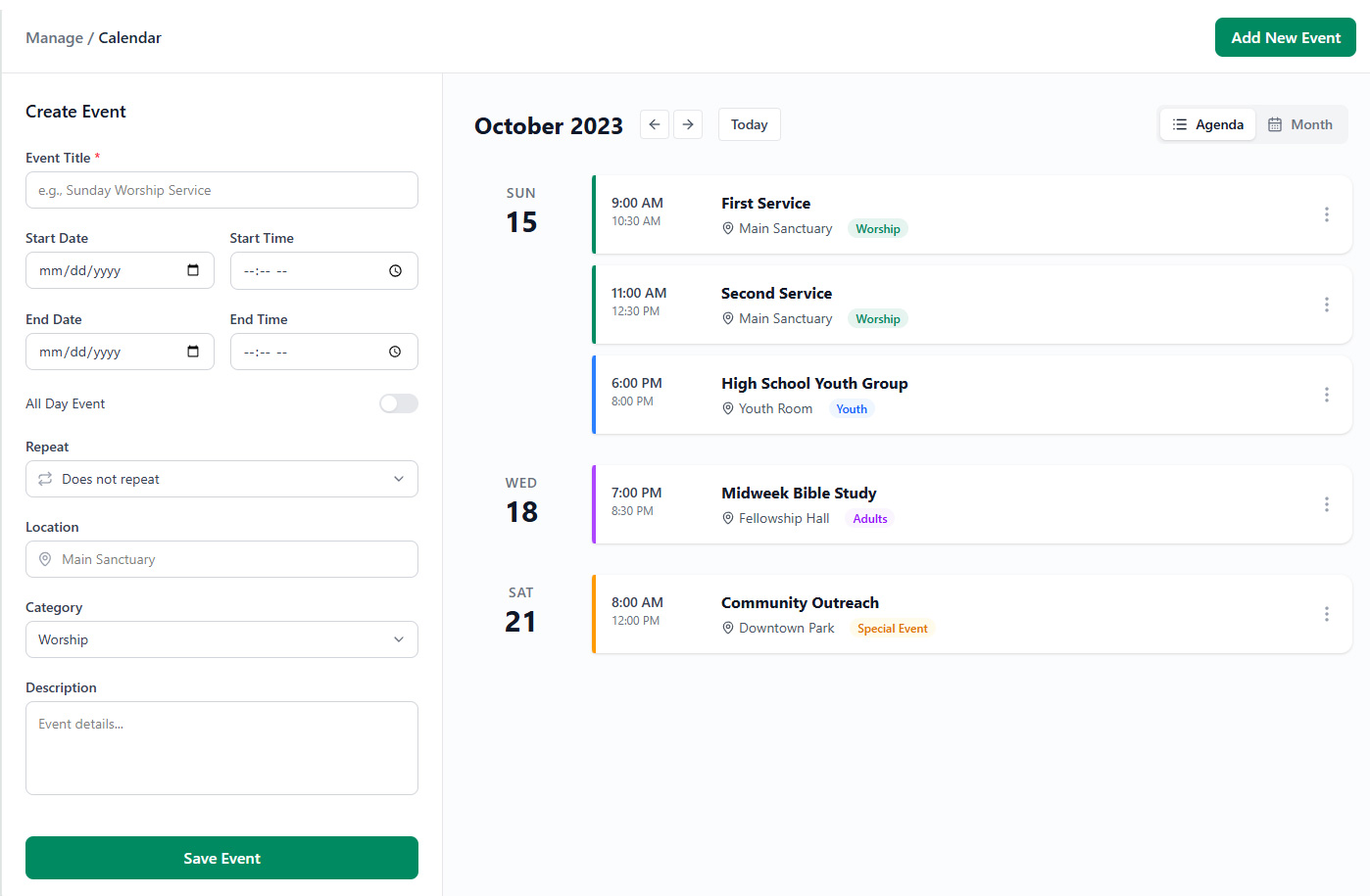 calendar horizoncms